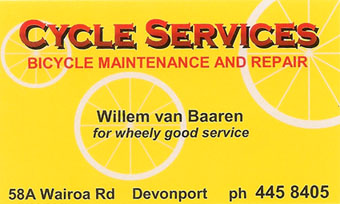 cycle services, bike services. Willem van Baaren, Devonport, Auckland.